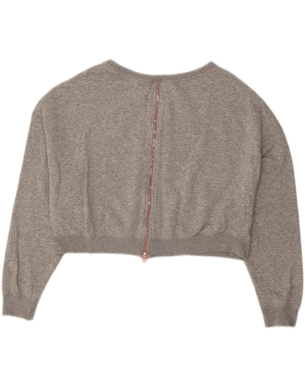 Nike Womens Crop Graphic Oversized Sweatshirt Jumper UK 16 Large Grey