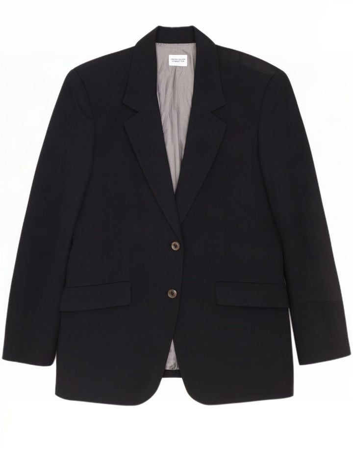 Benetton Dame Longline 2 Button Blazer Jacket IT 44 Medium Sort Uld