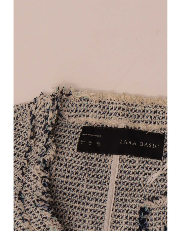 Zara Dame Blazer Jacket UK 12 Medium Grey Bomuld