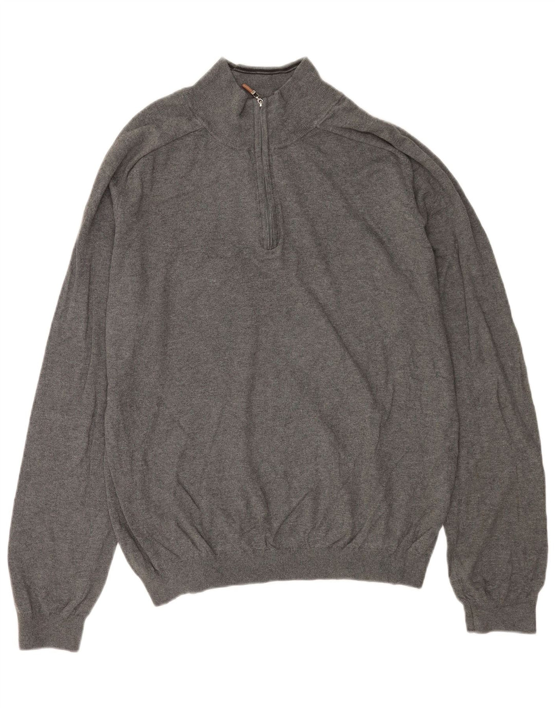 EDDIE BAUER Herre Zip Neck trøje Sweater Large Grå Bomuld