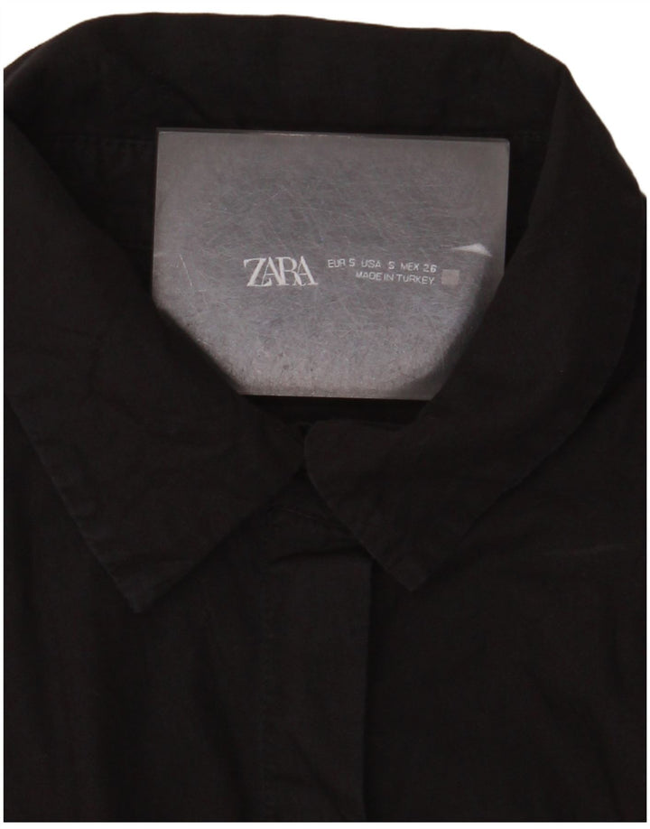 Zara Dame Sleeveless Shirt Bluse UK 8 Small Black