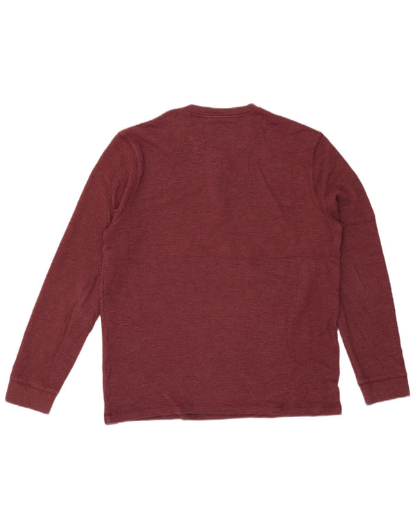 Eddie Bauer Mens Top Long Sleeve Medium Maroon Cotton