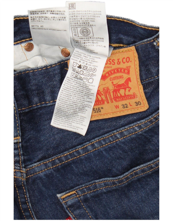 Levi's Herre 516 Straight Jeans W32 L30 Marineblå Bomuld