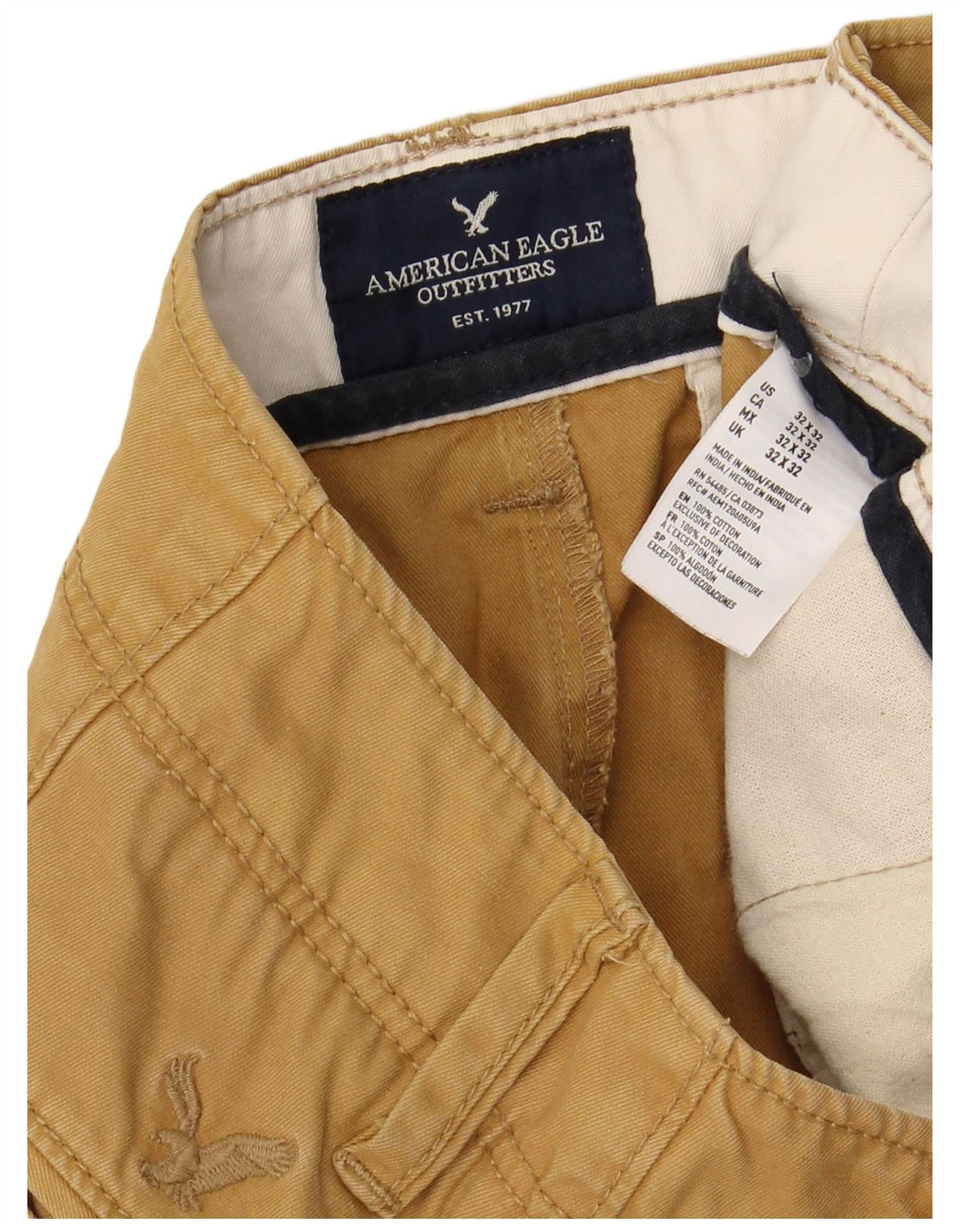 AMERICAN EAGLE Straight Chino-bukser til mænd W32 L32 Brun bomuld