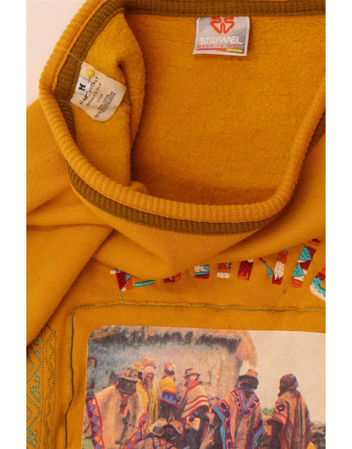 Stefanel Dame Grafisk Oversized Sweatshirt Jumper UK 14 Medium Gul