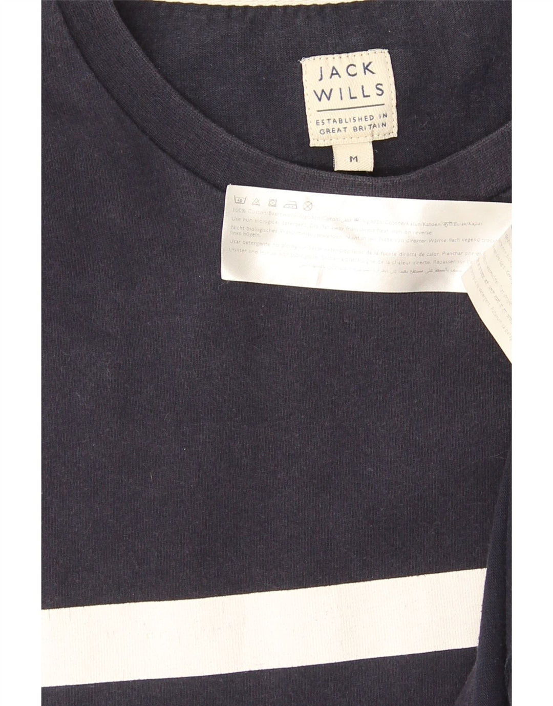 Jack Wills Herre grafisk T-shirt Top Medium Marineblå Colourblock Bomuld