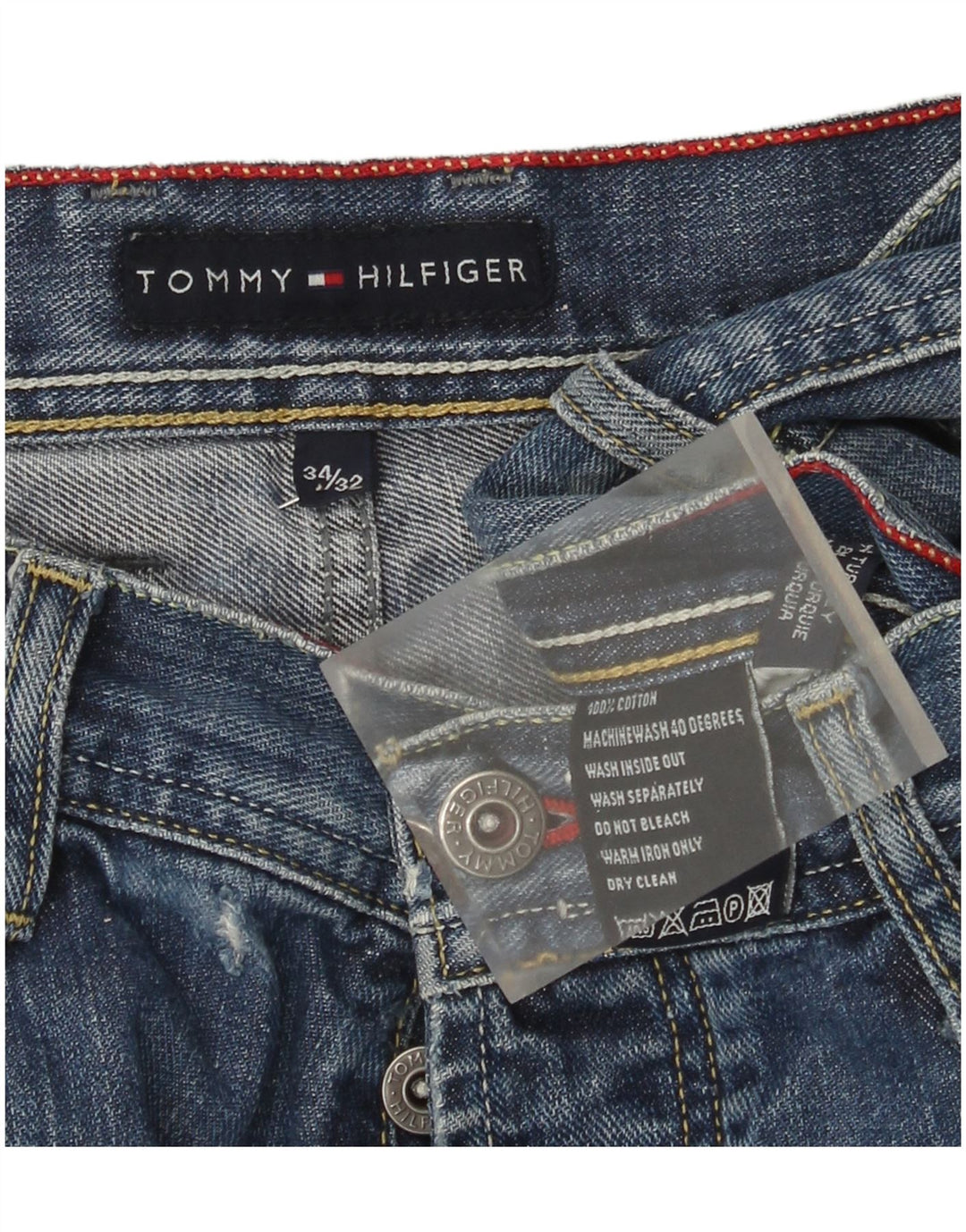 Tommy Hilfiger Straight Jeans til mænd W34 L32 Blå Bomuld