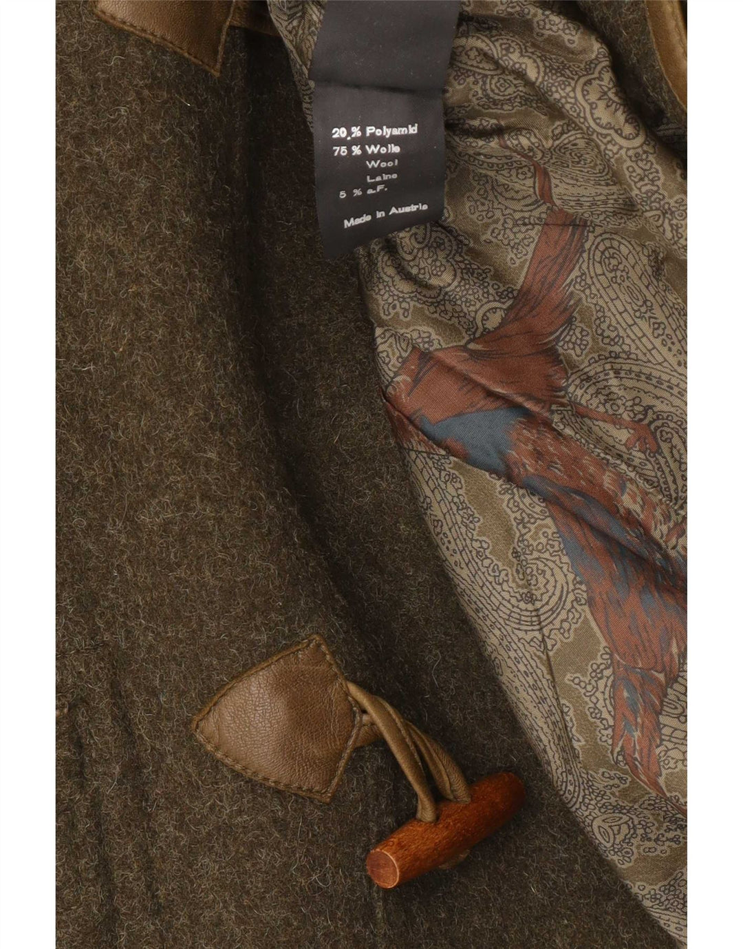 Lodenfrey Herre Hooded Duffel Coat EU 50 Large Green Wool