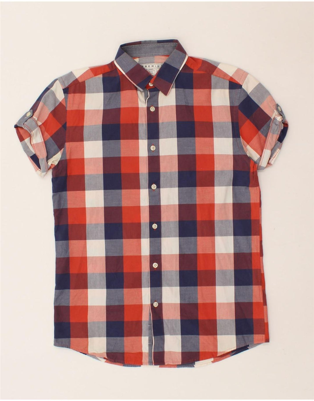 JACK & JONES Mens Premium Short Sleeve Shirt Small Multicoloured Check Vintage Jack & Jones and Second-Hand Jack & Jones from Messina Hembry 