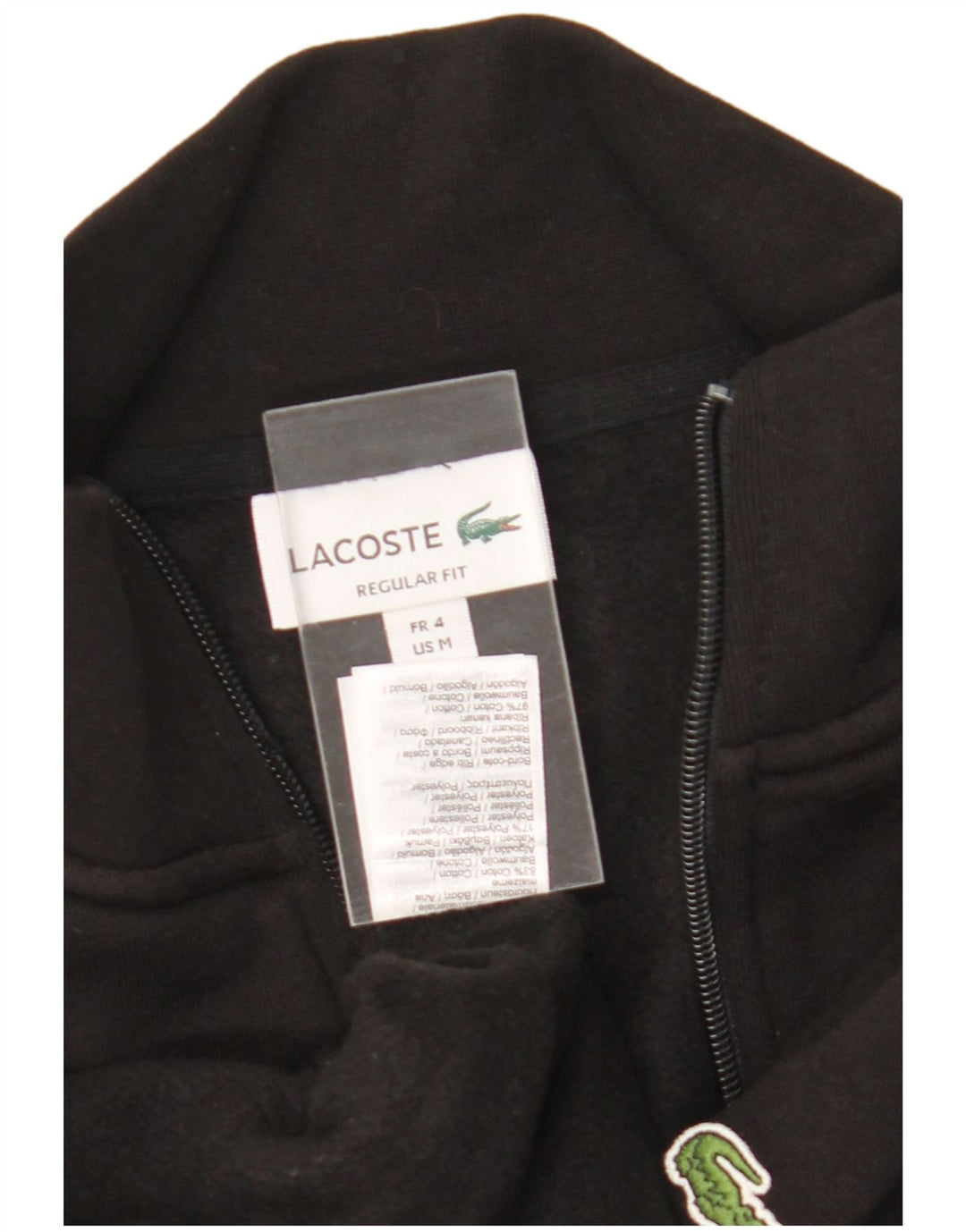 Lacoste Herre Regular Fit Træningsdragt Top Jakke Størrelse 4 Medium Sort Bomuld