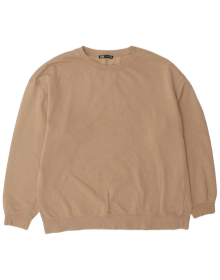 Zara Herre Sweatshirt Jumper Lille Beige Bomuld