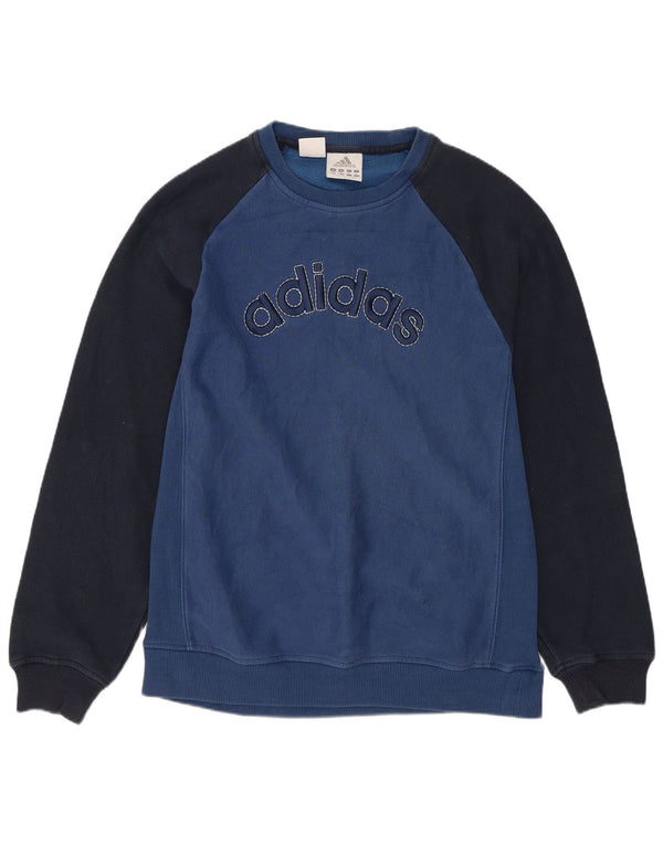 Adidas Drenge Grafisk Sweatshirt Jumper 13-14 år Blå Colourblock Bomuld