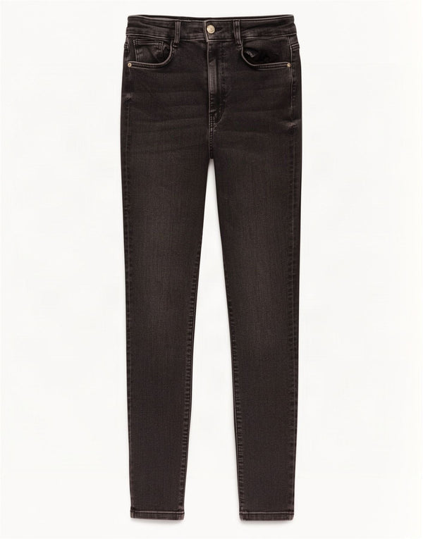 Zara Dame Højtalje Skinny Jeans EU 40 Medium W30 L27 Sort