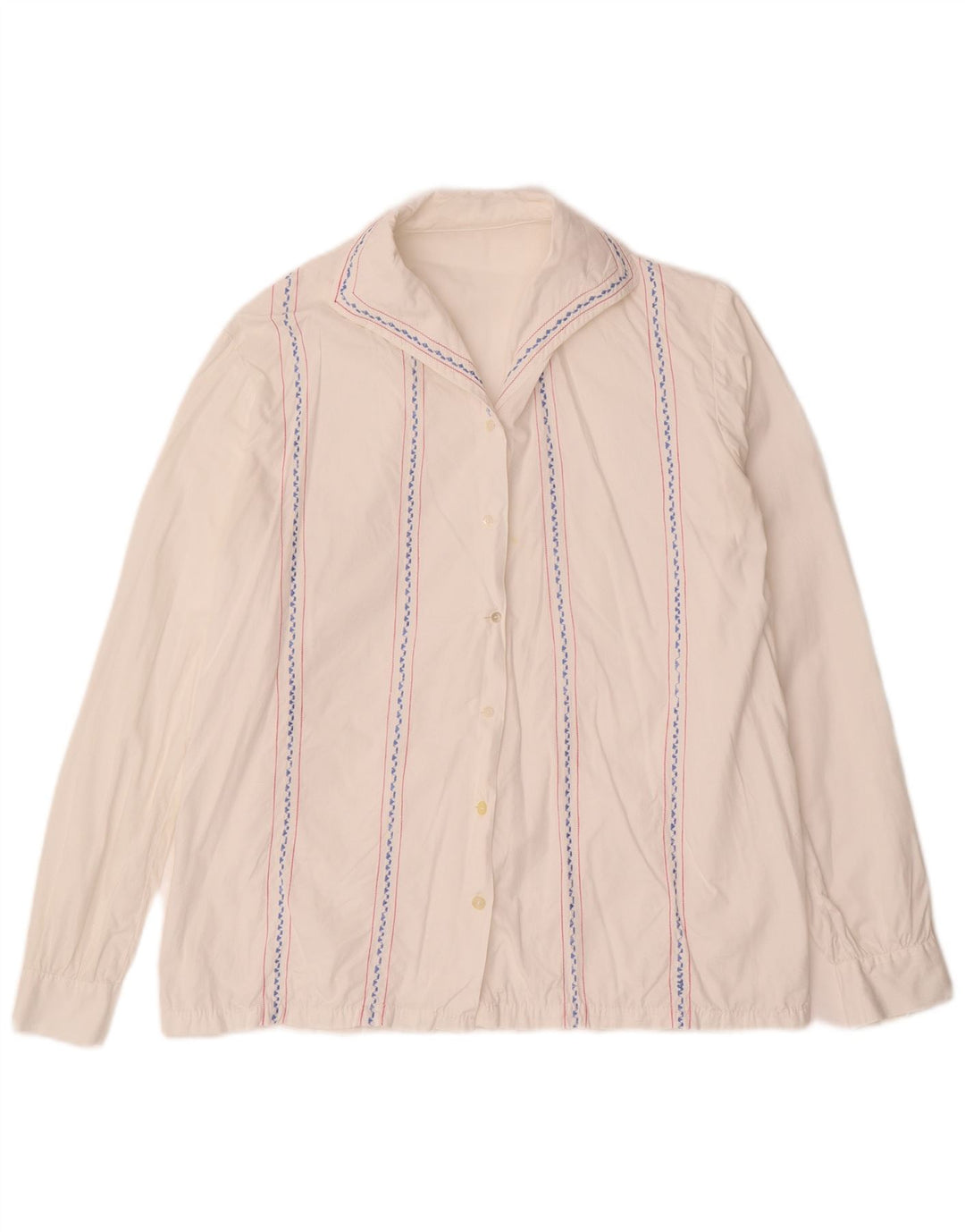 VINTAGE skjortebluse til kvinder UK 16 Stor hvid stribet