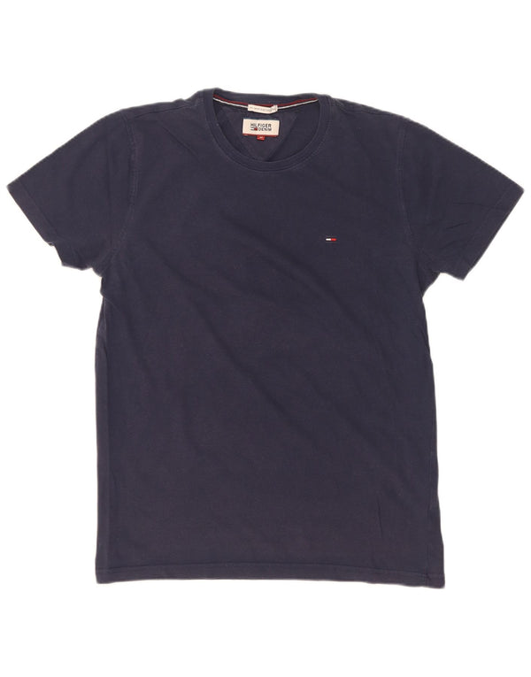 Tommy Hilfiger Dame Grafisk T-Shirt Top UK 12 Medium Navy Blue Bomuld