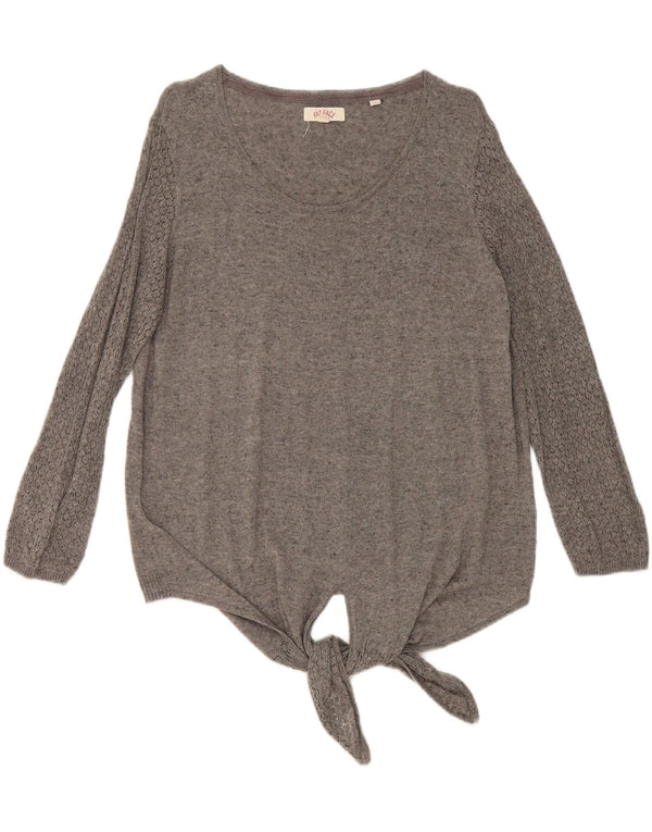 Fat Face Womens Boat Neck Jumper Sweater UK 16 Large Grey Cotton
