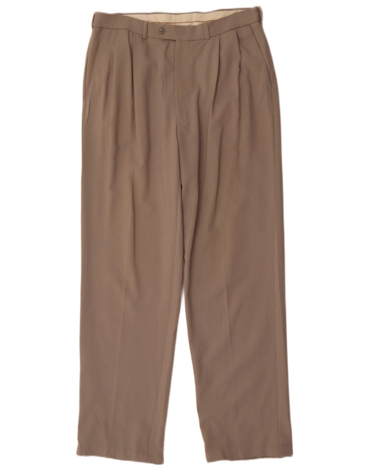 Marks & Spencer Herre Straight Pegged Suit Bukser W34 L33 Grå Polyester