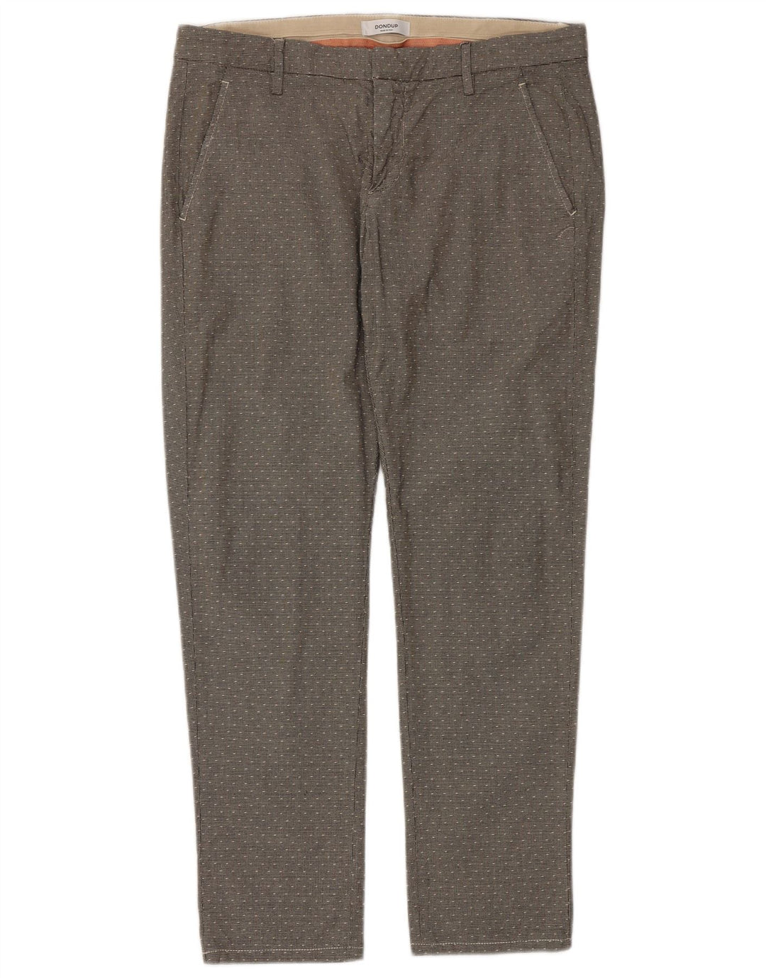 Dondup Herre Slim Chino Bukser W35 L30 Grå Houndstooth Bomuld