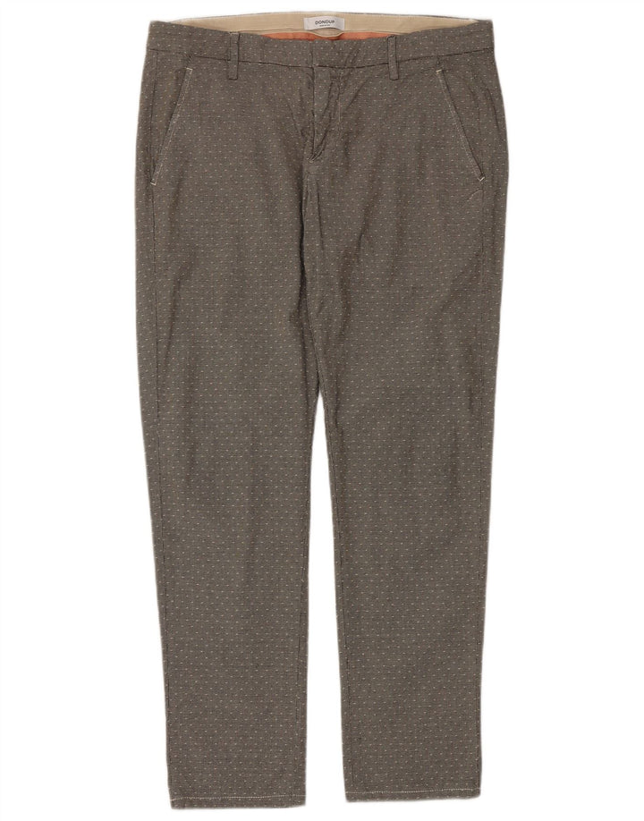 Dondup Herre Slim Chino Bukser W35 L30 Grå Houndstooth Bomuld