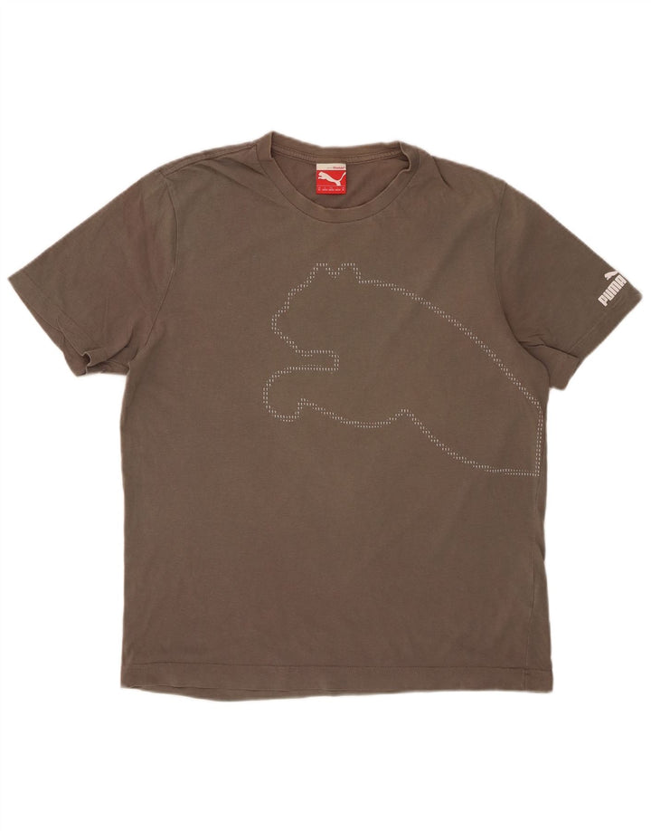 PUMA Herre grafisk T-shirt top mellemgrå bomuld