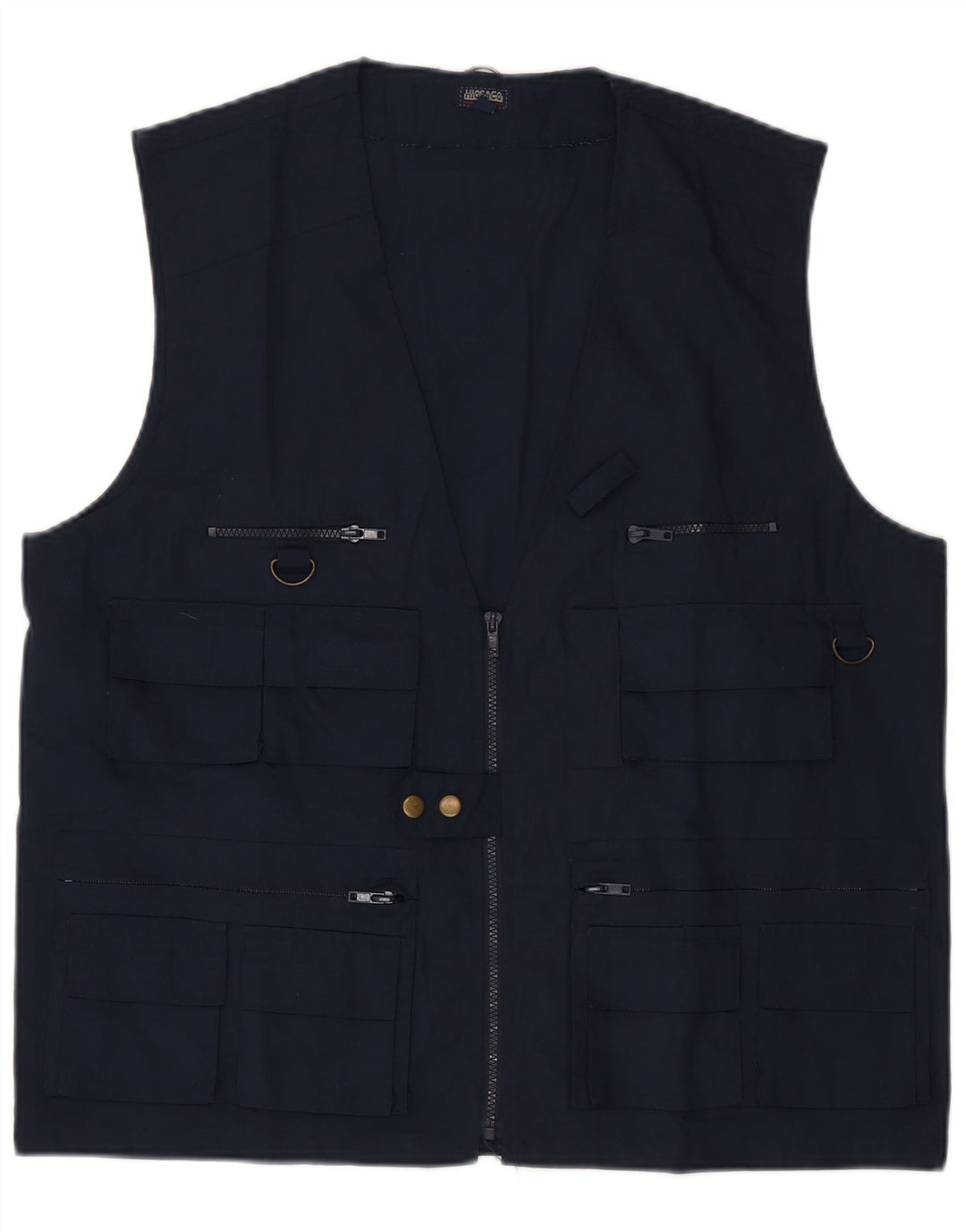 Vintage Herre Utility Gilet UK 42 XL Navy Blue Polyester