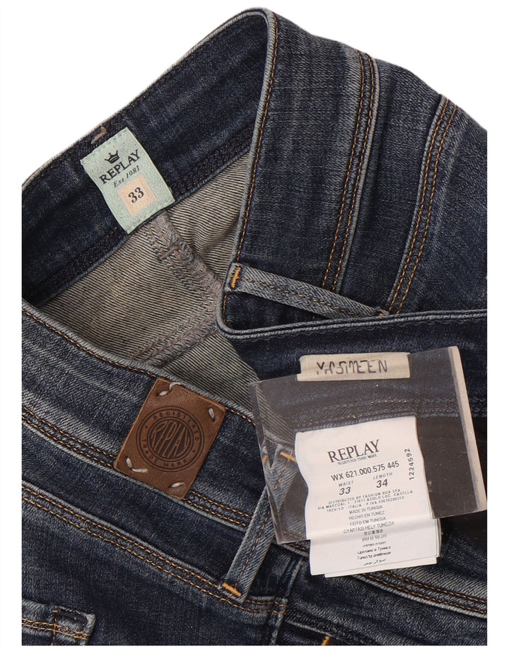 Replay Dame Slim Jeans W33 L34 Blå Bomuld