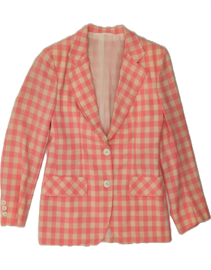 VINTAGE Womens 2 Button Blazer Jacket UK 4 XS Pink Gingham Vintage Vintage and Second-Hand Vintage from Messina Hembry 