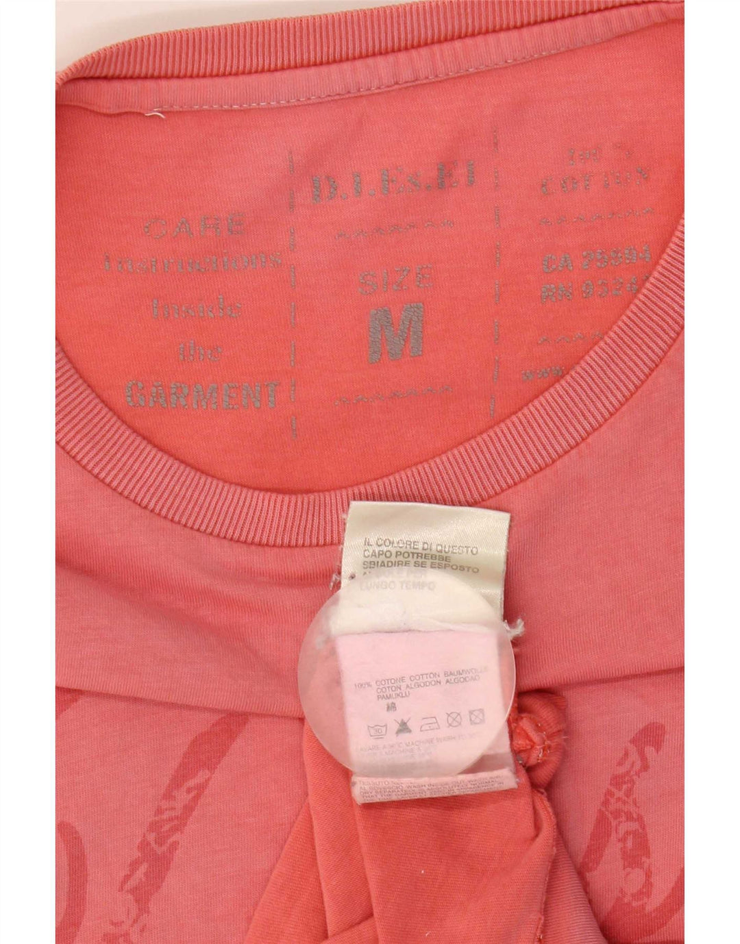Diesel Herre grafisk T-shirt Top Medium Pink Bomuld