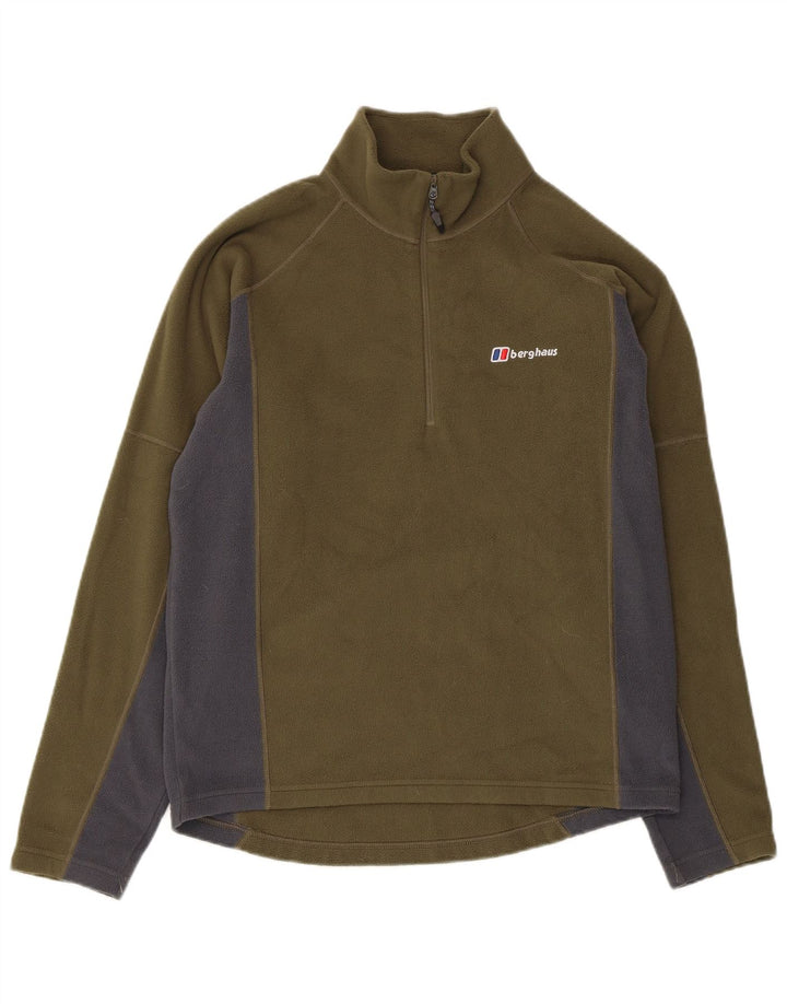 BERGHAUS Fleece Jumper med lynlås til mænd Small Khaki Colourblock Polyester