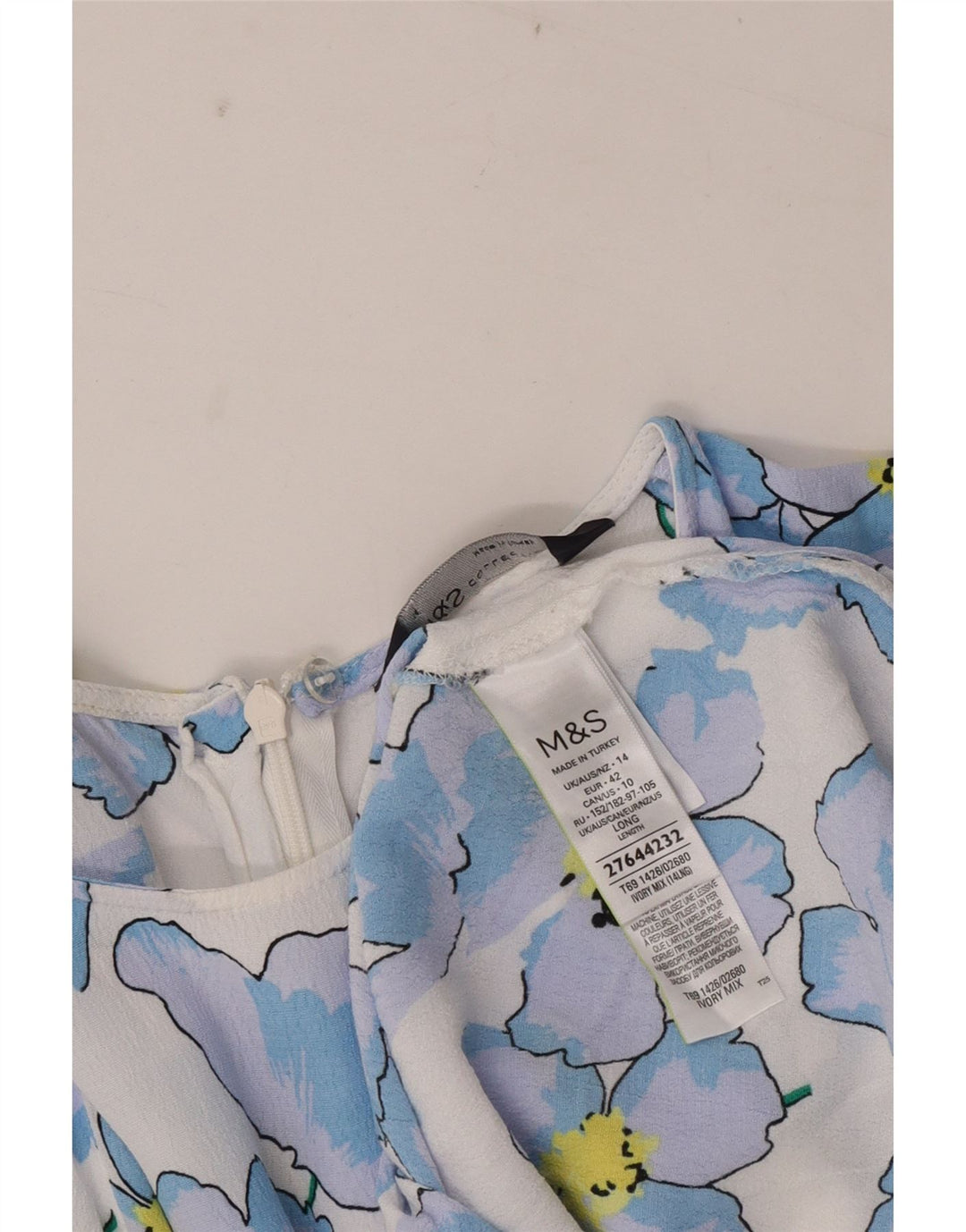 Marks & Spencer Kortærmede Maxikjole til kvinder UK 14 Medium White Floral