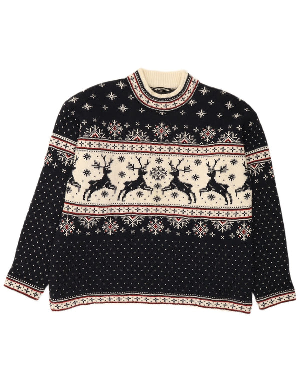 F.LLI Campagnolo Herre Turtle Neck Jumper Sweater 2XL Navy Blue Christmas