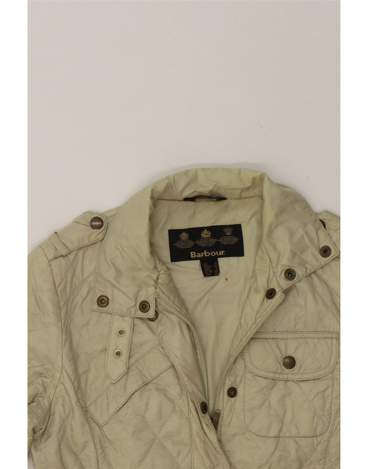 BARBOUR Womens Padded Quilted Jacket UK 8 Small Khaki Vintage Barbour and Second-Hand Barbour from Messina Hembry 