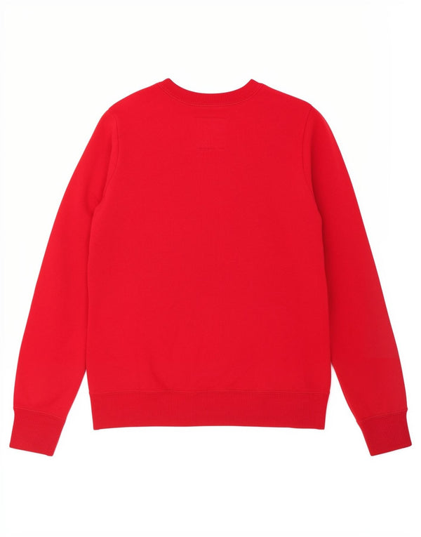 Hollister Dame grafisk sweatshirt Jumper UK 8 Lille rød bomuld
