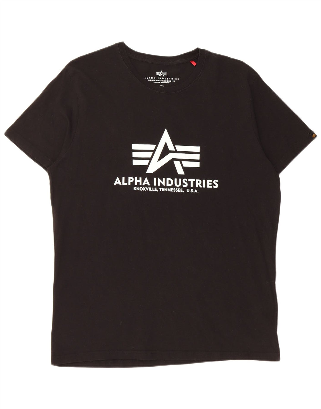 Alpha Industries Herre Grafisk T-Shirt Top Stor Sort Bomuld