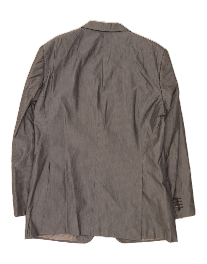 HUGO BOSS Mens 2 Button Blazer Jacket IT 52 XL Grey Striped Cotton Vintage Hugo Boss and Second-Hand Hugo Boss from Messina Hembry 