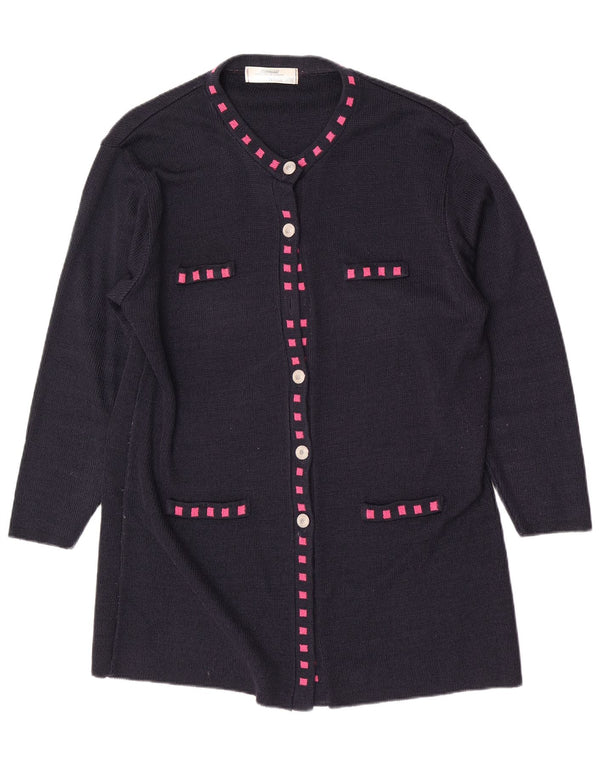St. Bernard Dame Cardigan Sweater UK 14/16 Large Navy Blue Geometric