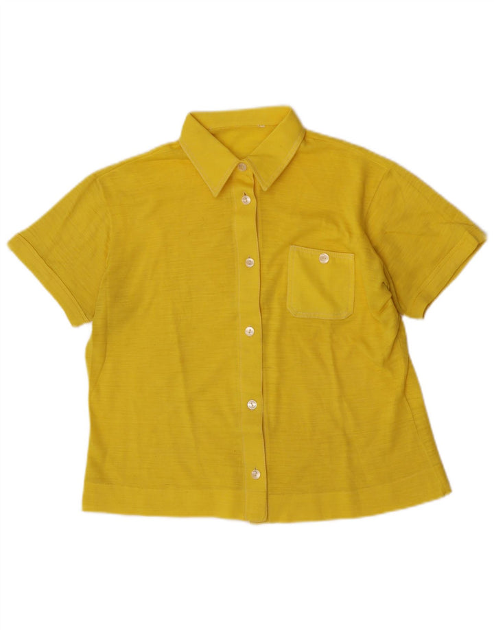 Vintage kortærmet skjorte til kvinder UK 14 Medium Yellow