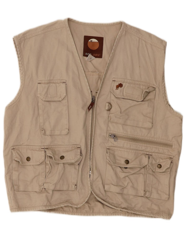 Decathlon Herre Utility Gilet UK 42 XL Beige Bomuld