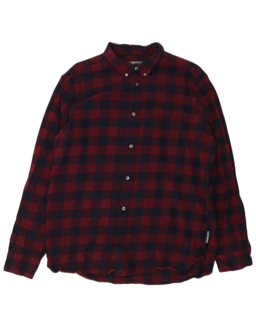 French Connection Herre flannelskjorte 2XL Burgundy Gingham Cotton