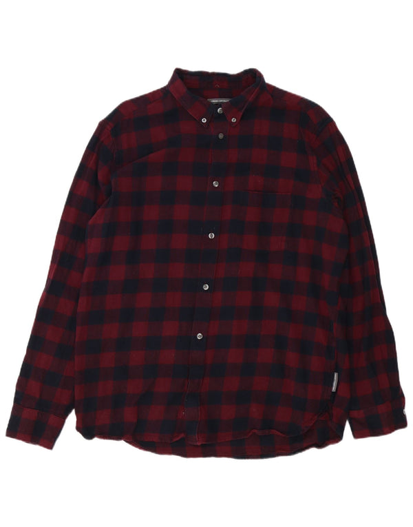 French Connection Herre flannelskjorte 2XL Burgundy Gingham Cotton