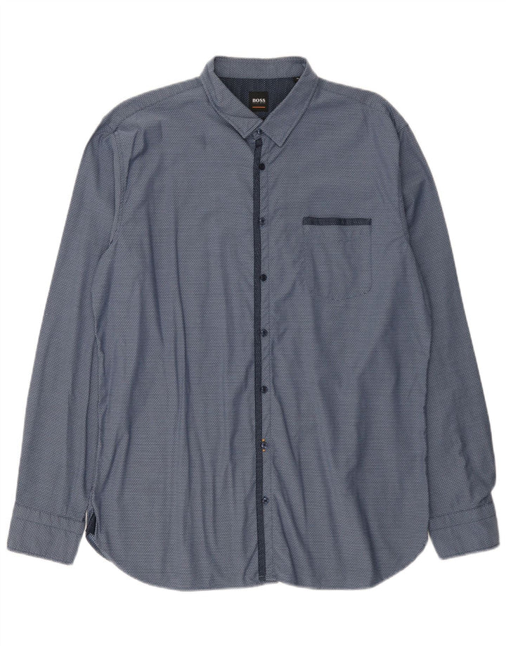 Hugo Boss Herreskjorte XL Blå Plettet