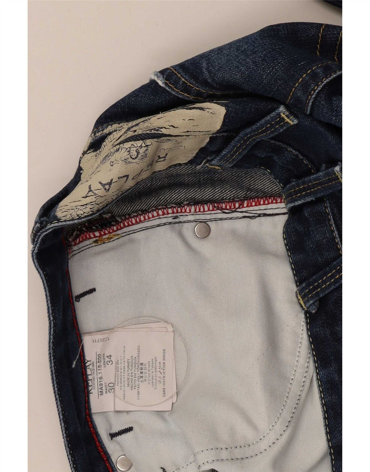 Replay Herre Tirmar Distressed Slim Jeans W30 L28 Blå Bomuld