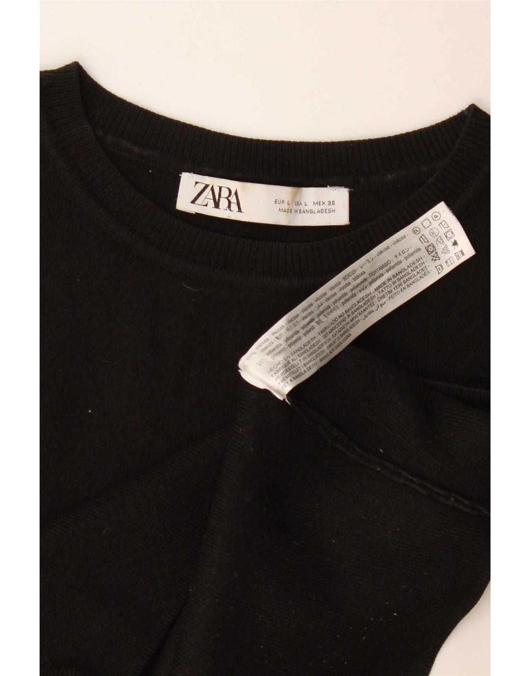 Zara Womens Crop Vest Top UK 14 Large Black Viscose