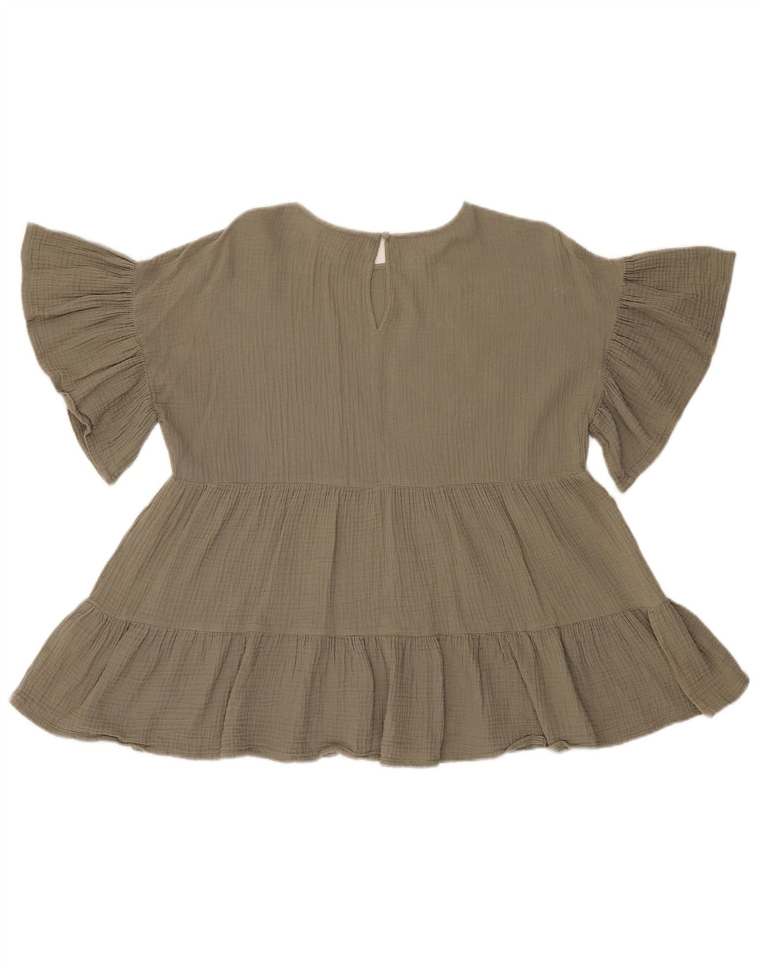 French Connection Dame Oversized Bluse Top UK 8 Small Khaki Cotton