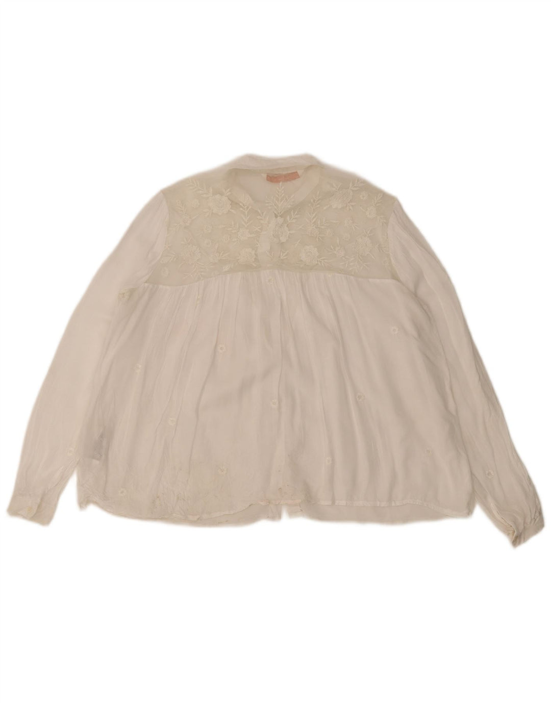 Zara Trafaluc skjortebluse til kvinder UK 14 Medium White Floral Polyester