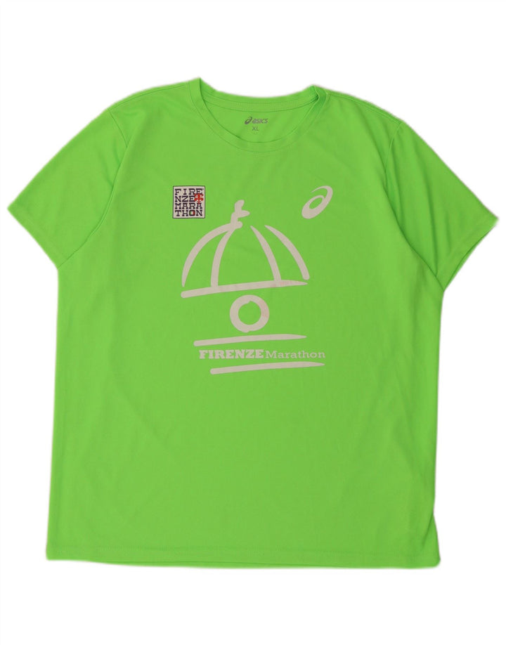 Asics Herre Grafisk T-Shirt Top XL Grøn Polyester