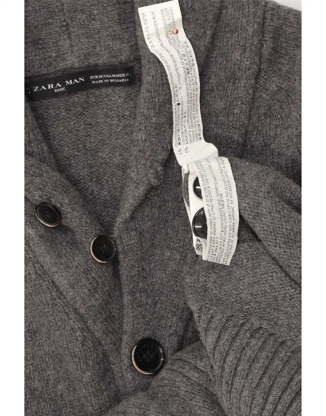 Zara herre cardigan sweater mellemgrå polyester