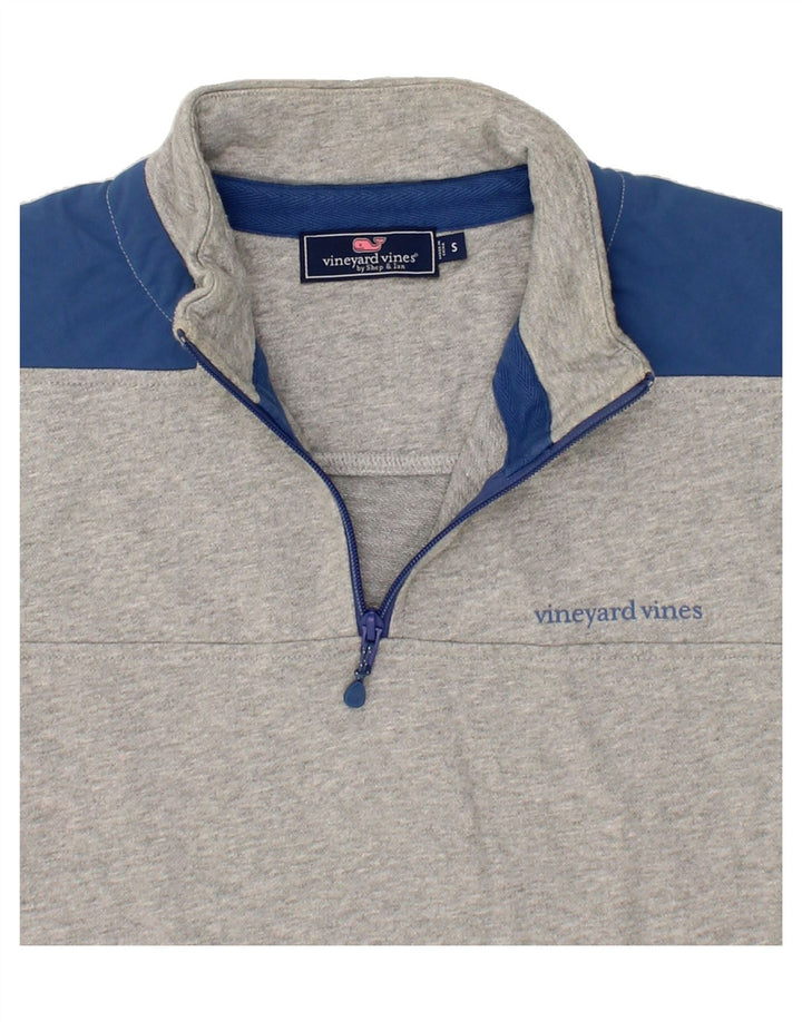 VINEYARD VINES Mens Zip Neck Sweatshirt Jumper Small Grey Colourblock Vintage Vineyard Vines and Second-Hand Vineyard Vines from Messina Hembry 