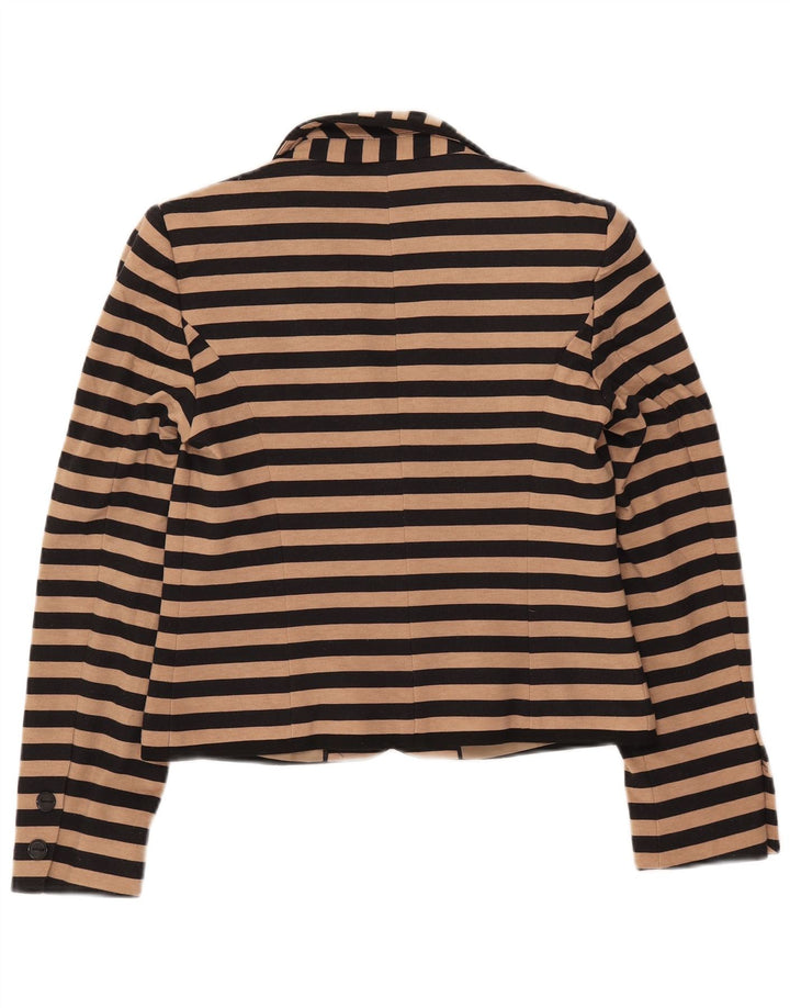 Marks & Spencer Dame Crop Blazer Jacket UK 10 Small Beige Striped