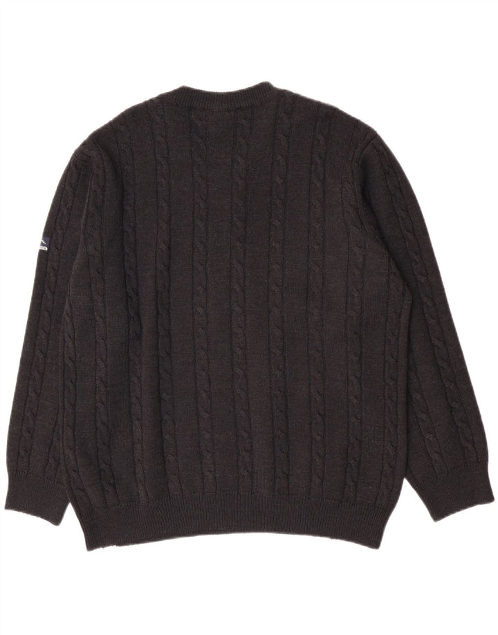 Navigare Herre sweater med rund hals, stor grå uld